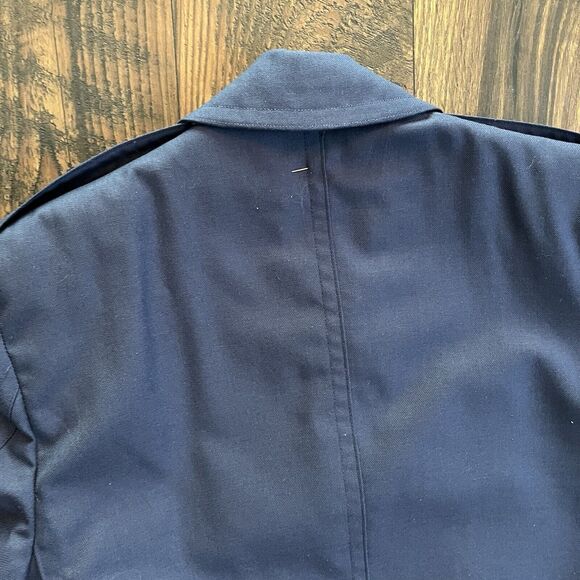 VINTAGE MARCIE DALE AIR FORCE OVERCOAT MENS 35 XS WOOL BLUE PEWTER BUTTONS 70s - Picture 7 of 13